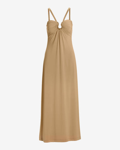 Hammered Hardware Detail Knit Maxi Dress Sesame