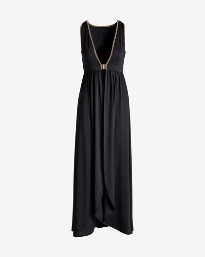 Gold Trim Maxi Coverup Black