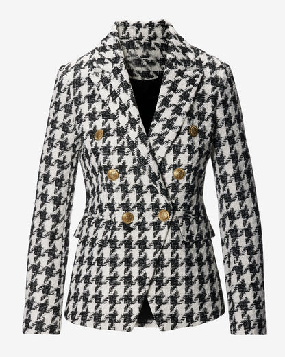 Houndstooth Double Breasted Blazer Black/White