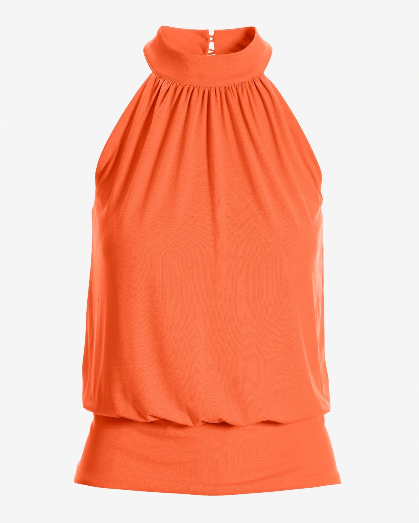 Halter Banded-Bottom Mock-Neck Knit Top Flame