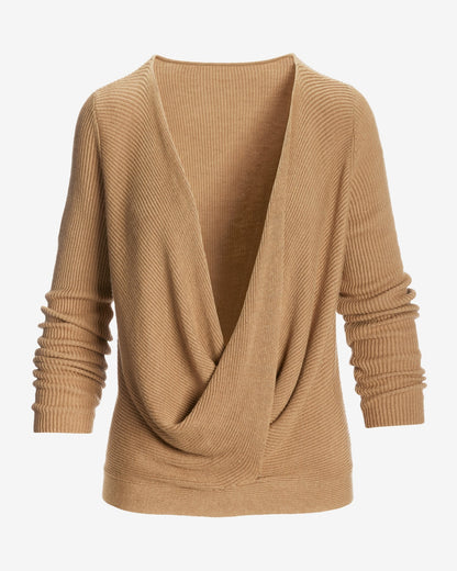 Effortless Front Twist Sweater Suntan
