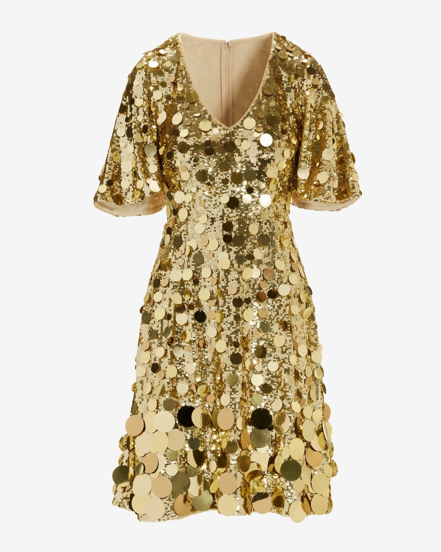 Effortless Glamour Paillette A Line Dress Gold