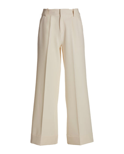High Waist Wide Leg Crepe Pant Off White