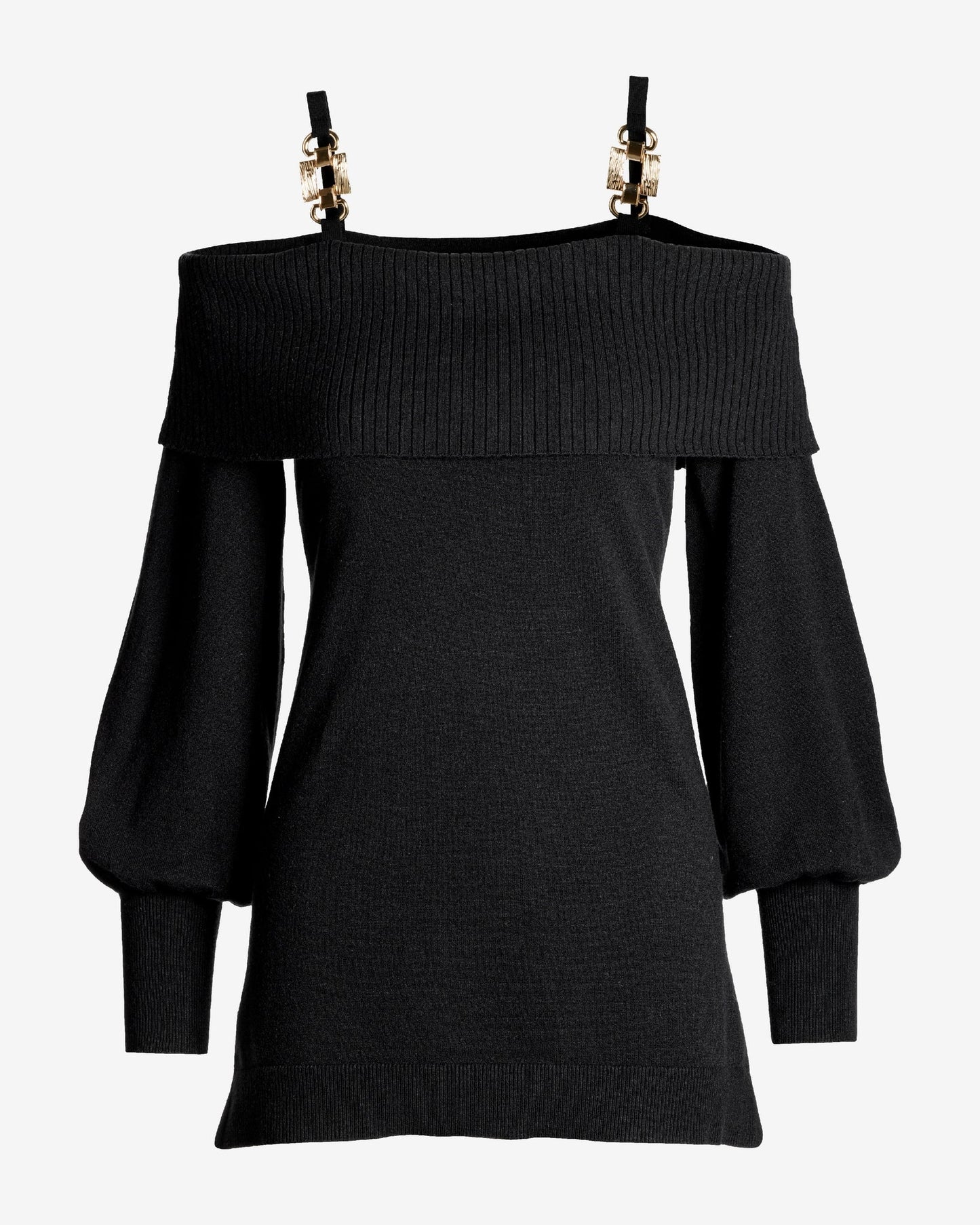 Hardware Strap Tunic Sweater Black