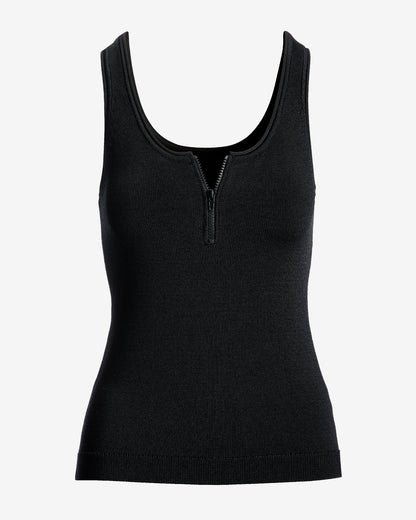 Half Zip Sweater Tank Black