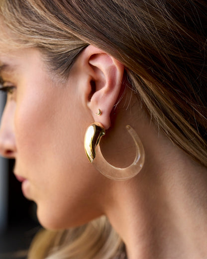Gold Lucite Hoop Earring Gold/Clear