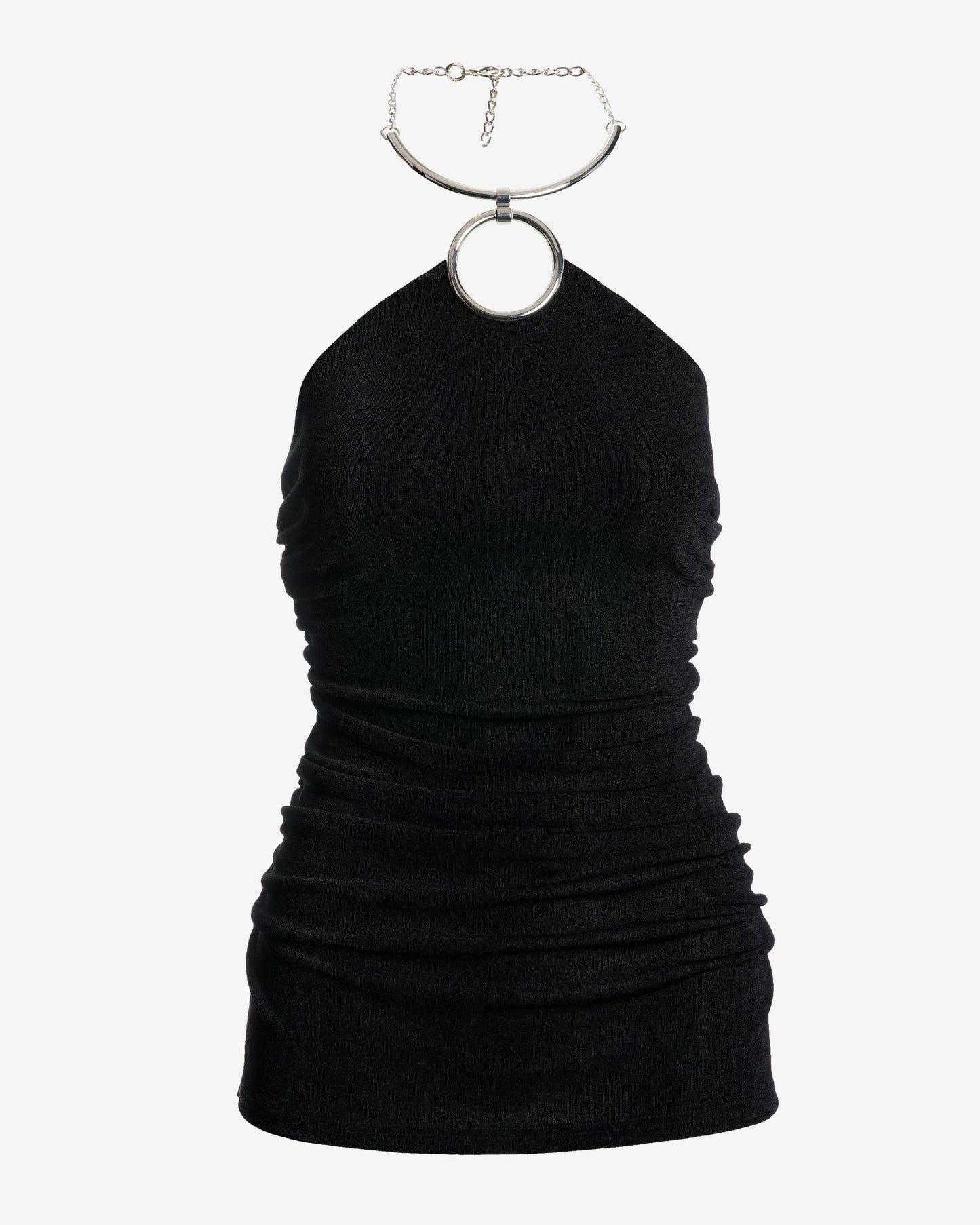 High Neck Hardware Slinky Tunic Black