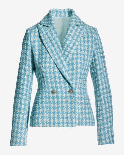 Houndstooth Tweed Blazer Blue/White