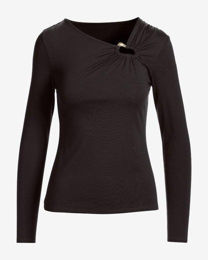 Hardware Long Sleeve Knit Top Chocolate Torte