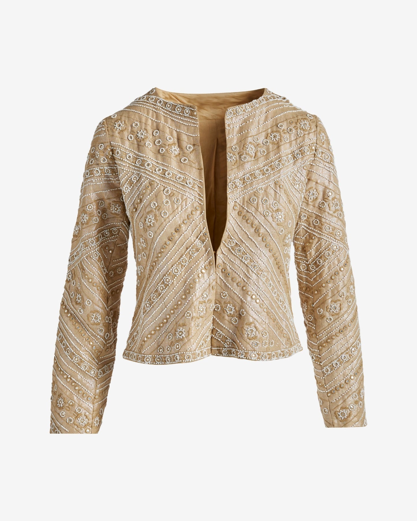 Embroidered Linen Mirror Jacket Gold