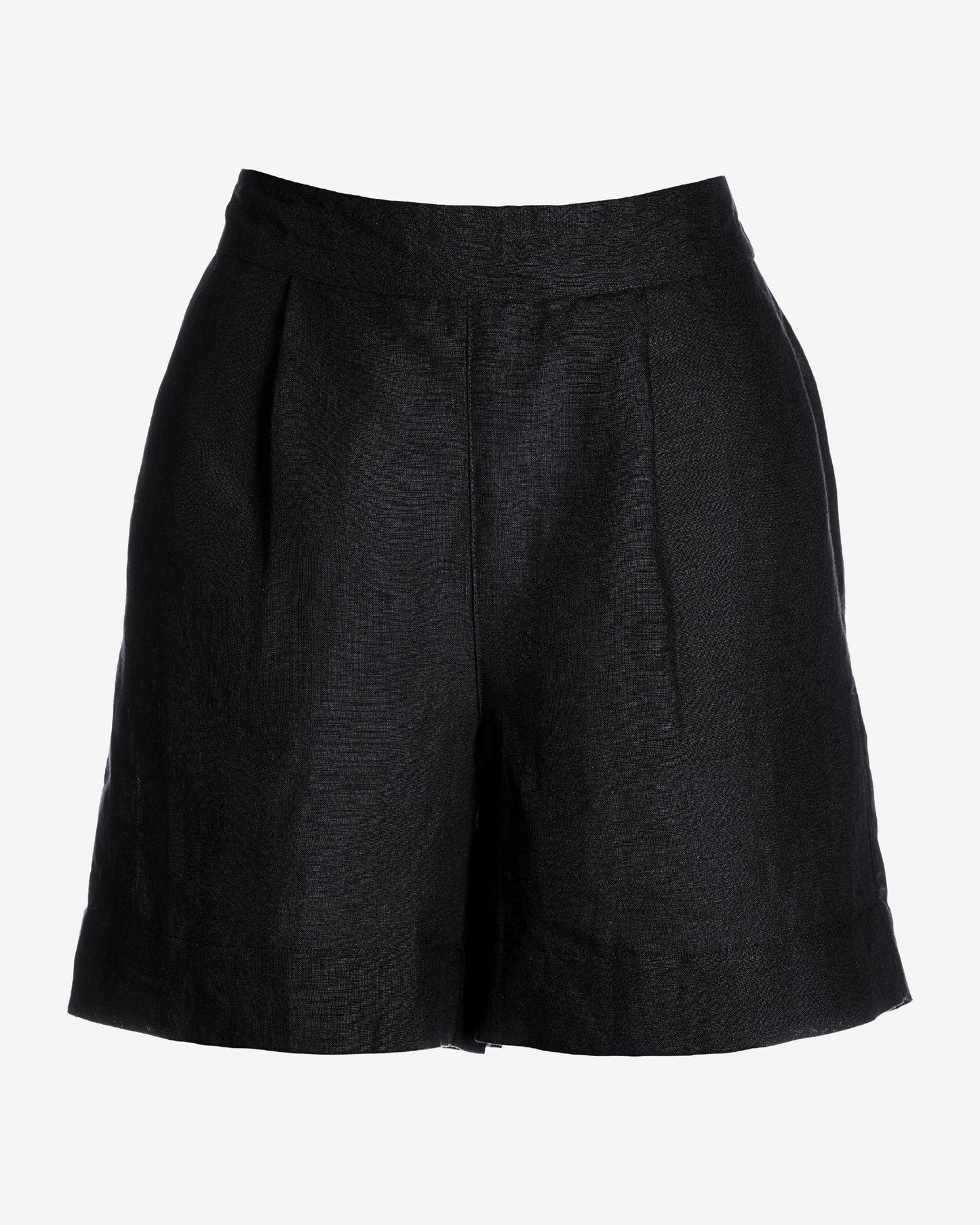 Effortless Pull-On Linen Short Black