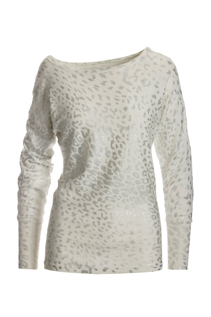 Foil Animal Slouchy Sweater Off White Silver