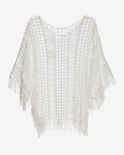 Effortless Crochet Pullover Poncho White