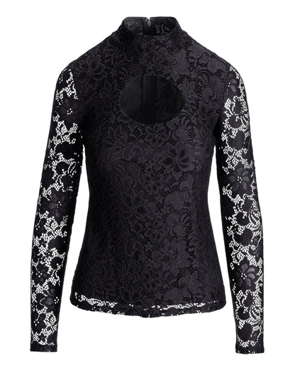 Lace Cut Out Turtleneck Black