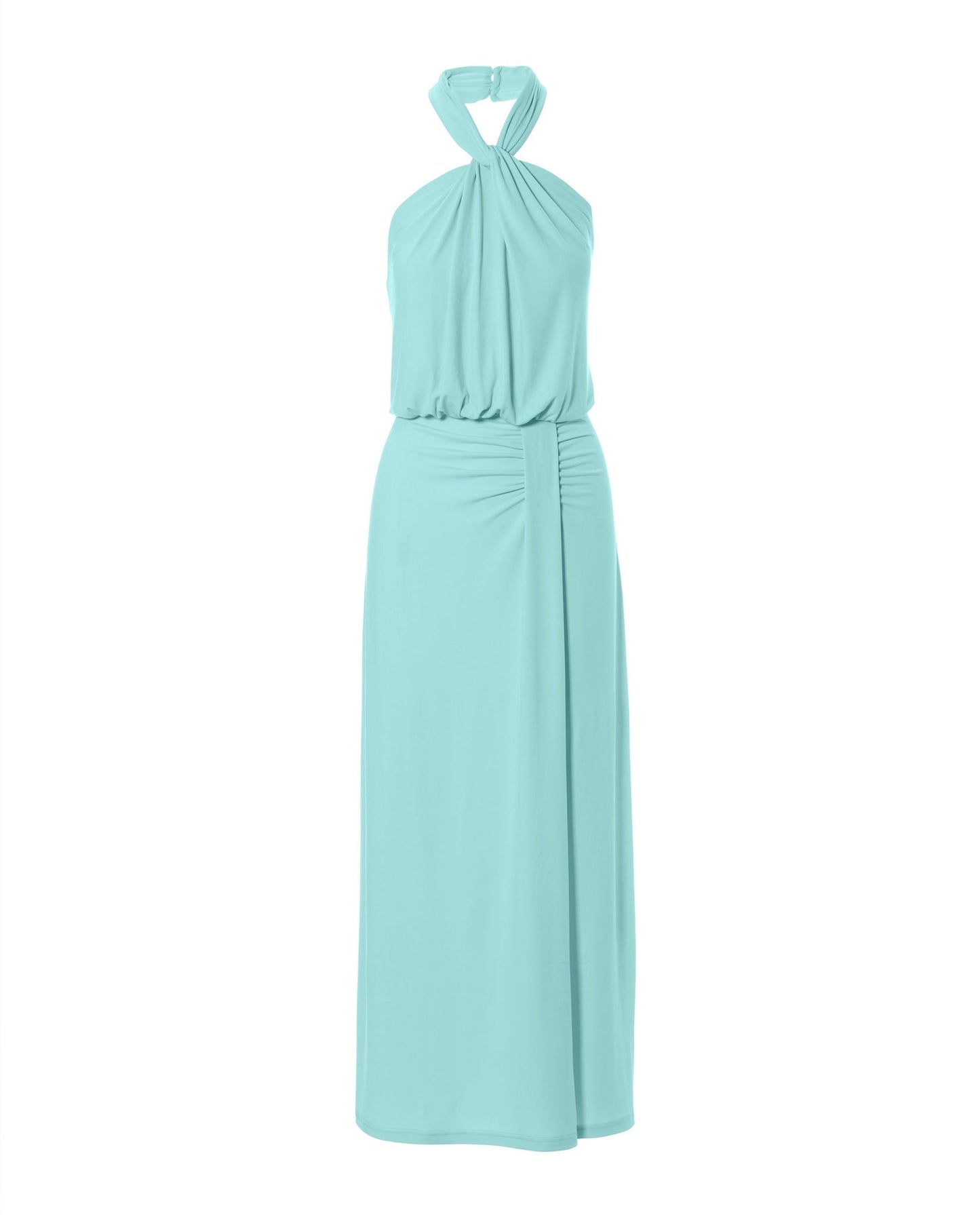 Halter Blouson Knit Ankle Length Dress Island Paradise