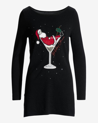 Holiday Cheer Santa Tunic Black Multi