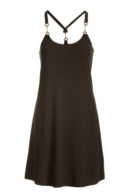 Hardware Sleeveless Tank Dress Chocolate Torte