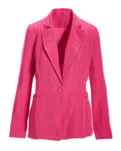 Easy Linen Single Breasted Blazer Pink
