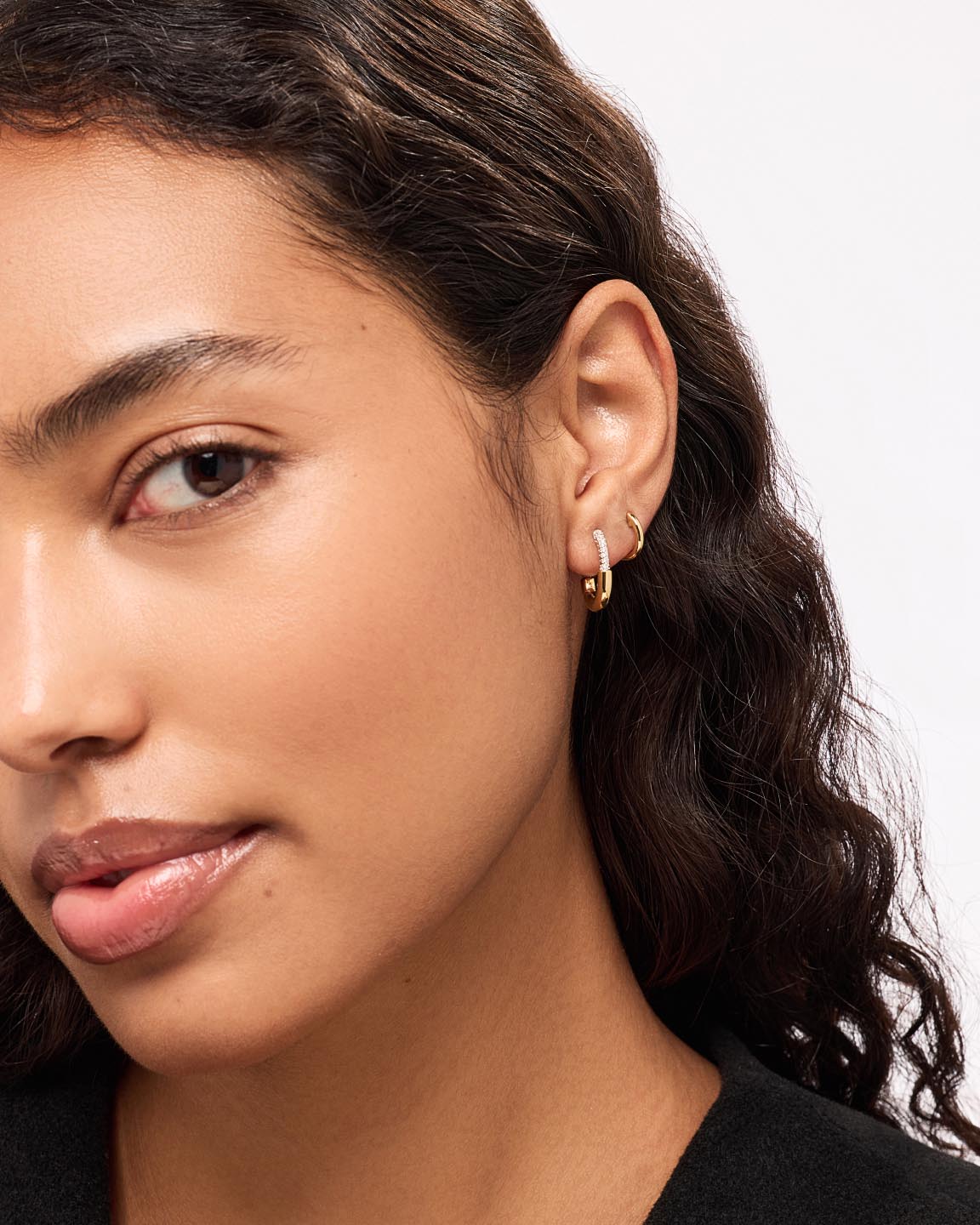 Gold Hoops - Brynley Hoops Mini Micropave