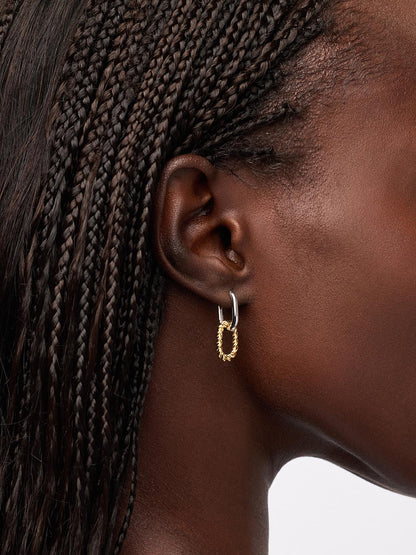 Drop Earrings - Ash Double Mini Two Tone