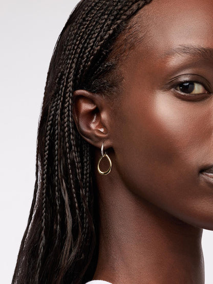 Gold Drop Earrings - Sage Two Tone