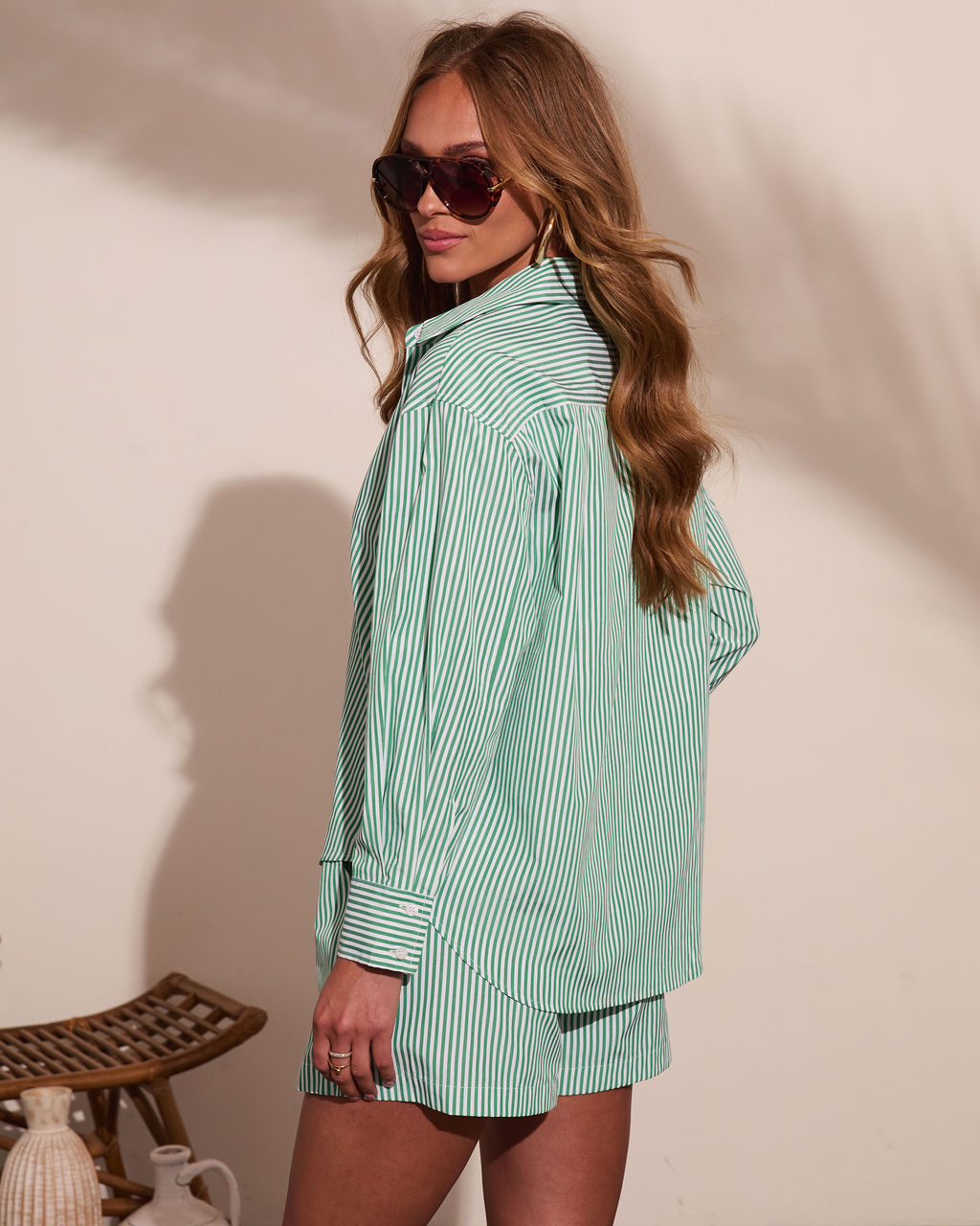 Fresh Dayglow Striped Button Down Top