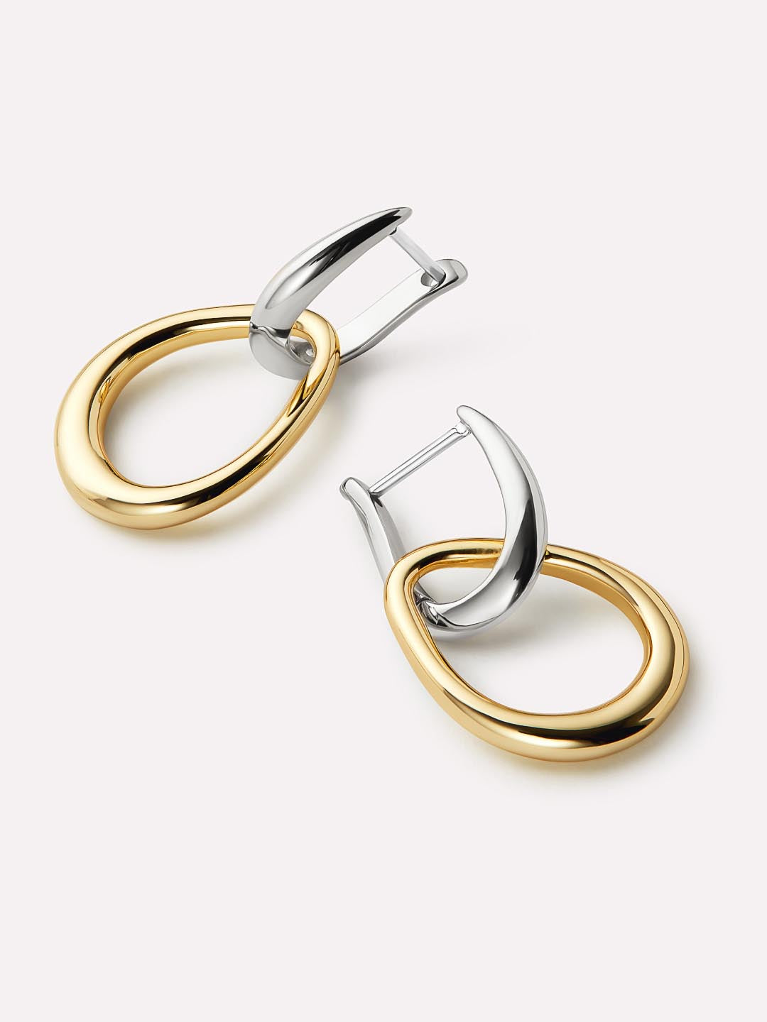 Gold Drop Earrings - Sage Two Tone
