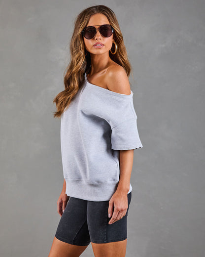 Empower Luxe Short Sleeve Off The Shoulder Sweatshirt