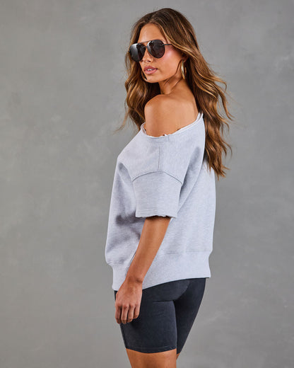 Empower Luxe Short Sleeve Off The Shoulder Sweatshirt