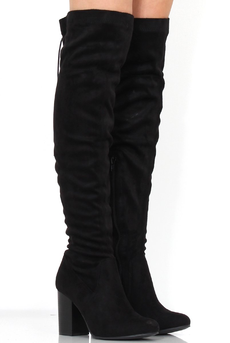 Amelia Black Suede Tassel Boots