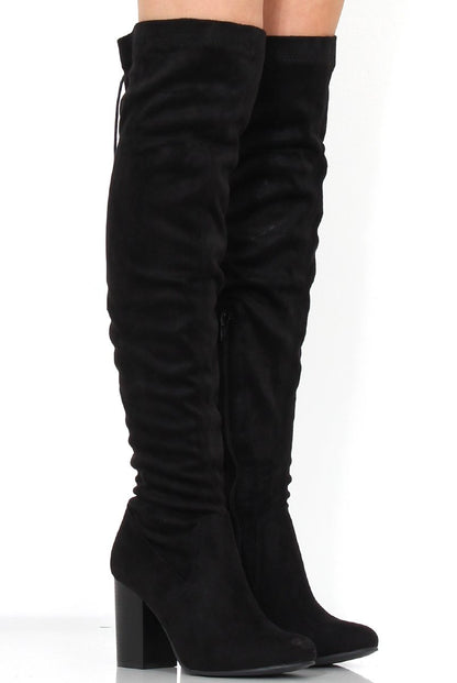Amelia Black Suede Tassel Boots