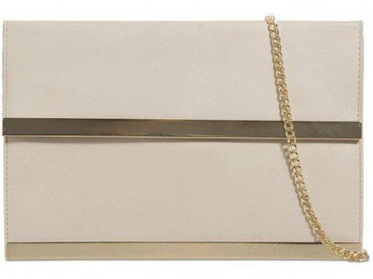 Anika Gold Trim Faux Leather Clutch Bag