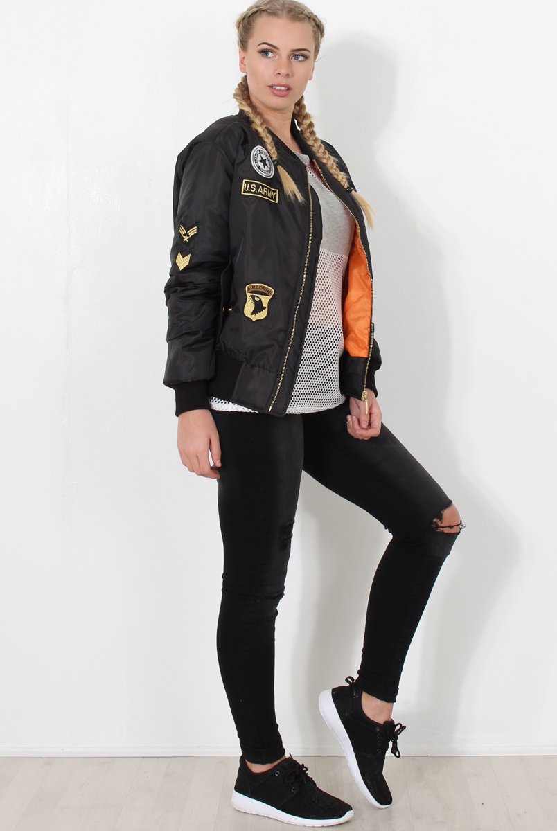 Black Badge Detail Bomber Jacket - Kendall