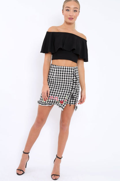 Black Bardot Crop Top - Justine