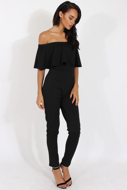 Black Bardot Fitted Jumpsuit - Bridget