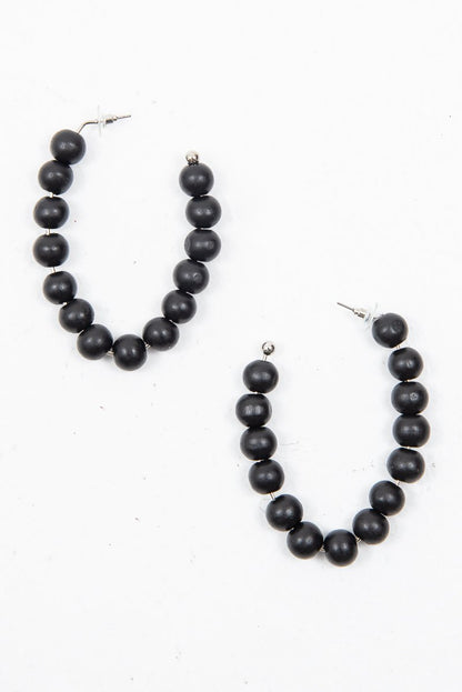Black Beaded Hoop Earring - Amyja