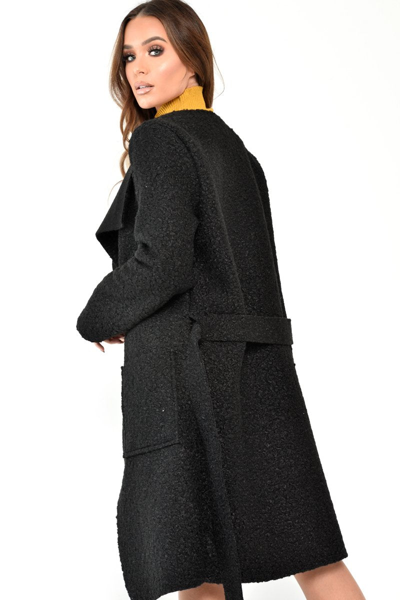 Black Borg Belted Waterfall Jacket - Jadayah