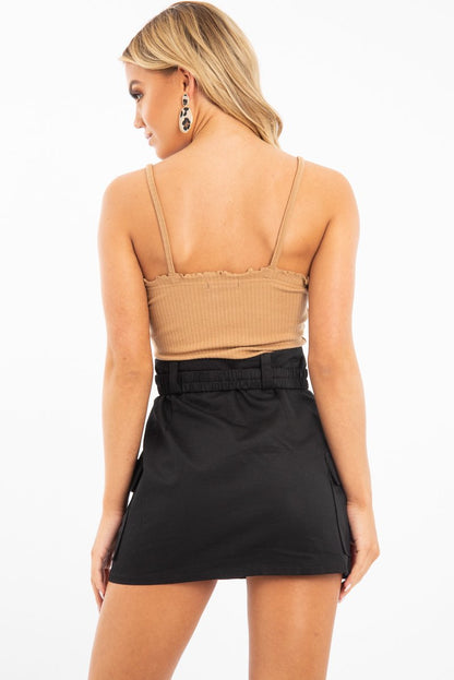 Black Buckle Belted Utility Skirt - Fallyn