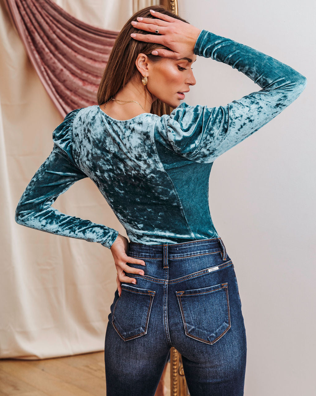 Dina Velvet Puff Sleeve Top