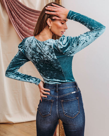 Dina Velvet Puff Sleeve Top