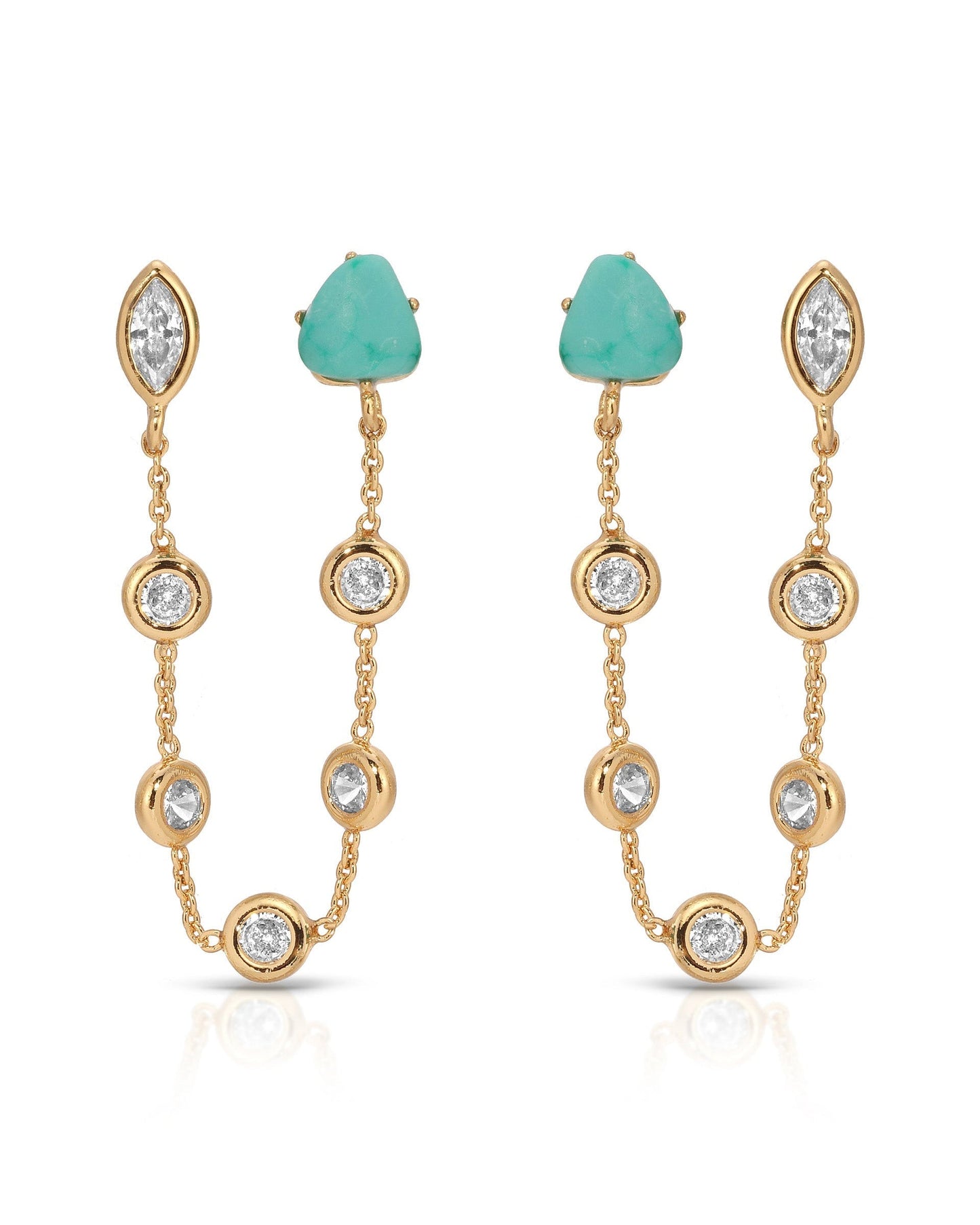 Double Piercing Turquoise Earrings