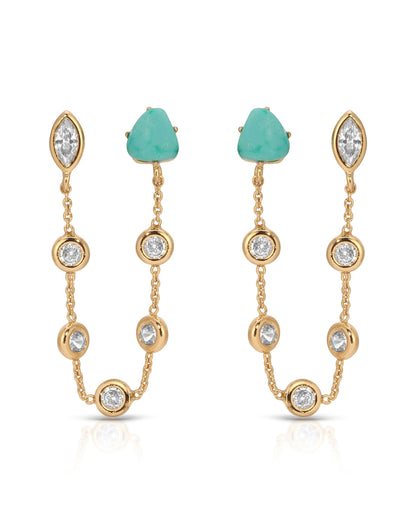 Double Piercing Turquoise Earrings