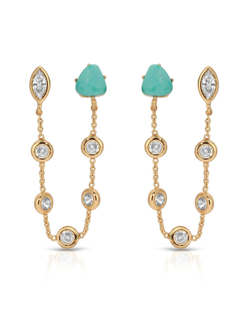 Double Piercing Turquoise Earrings