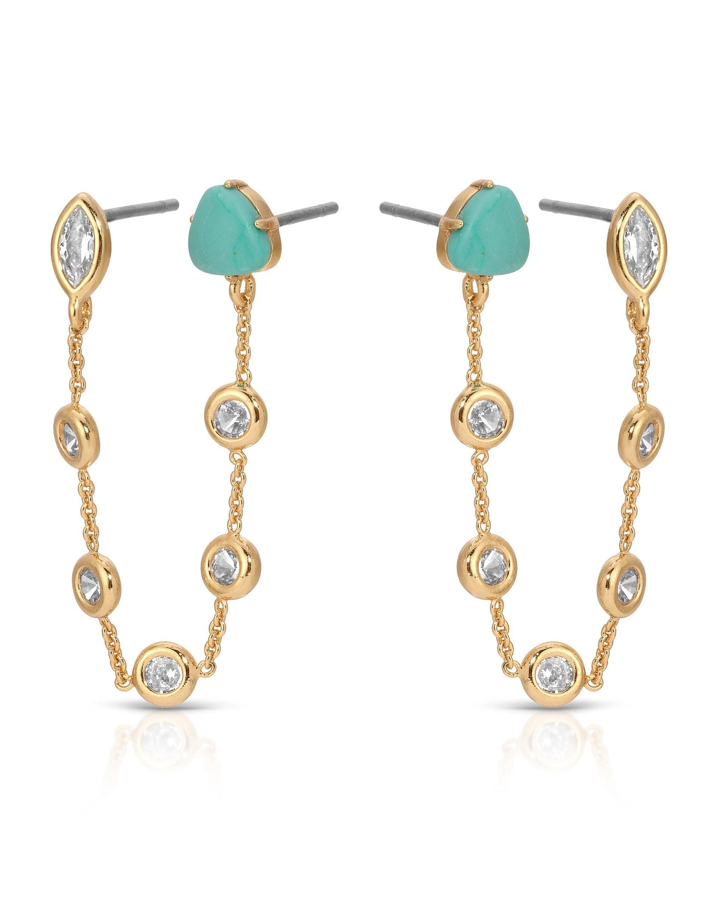 Double Piercing Turquoise Earrings