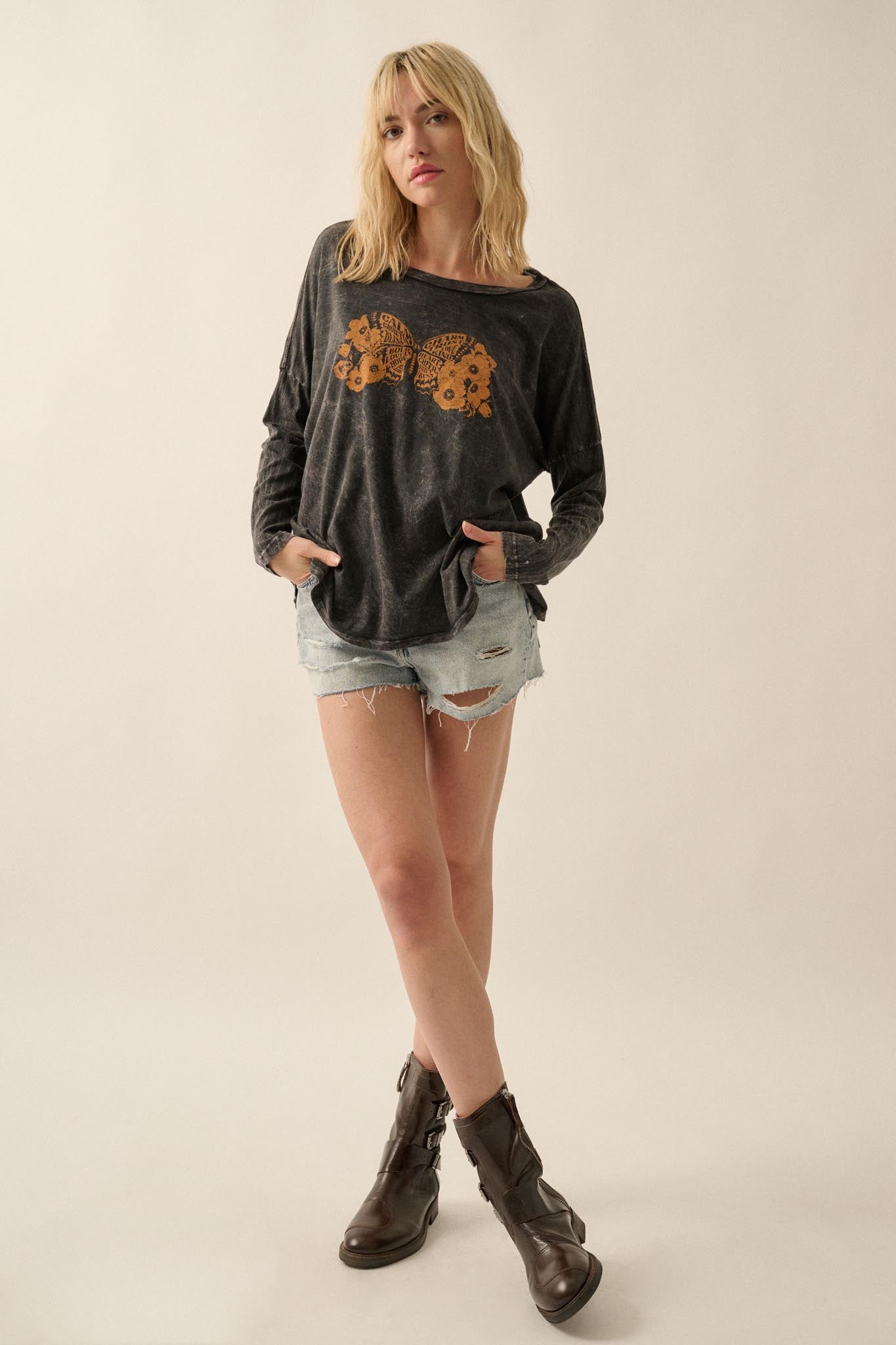 Butterfly Blessings Long-Sleeve Floral Graphic Tee