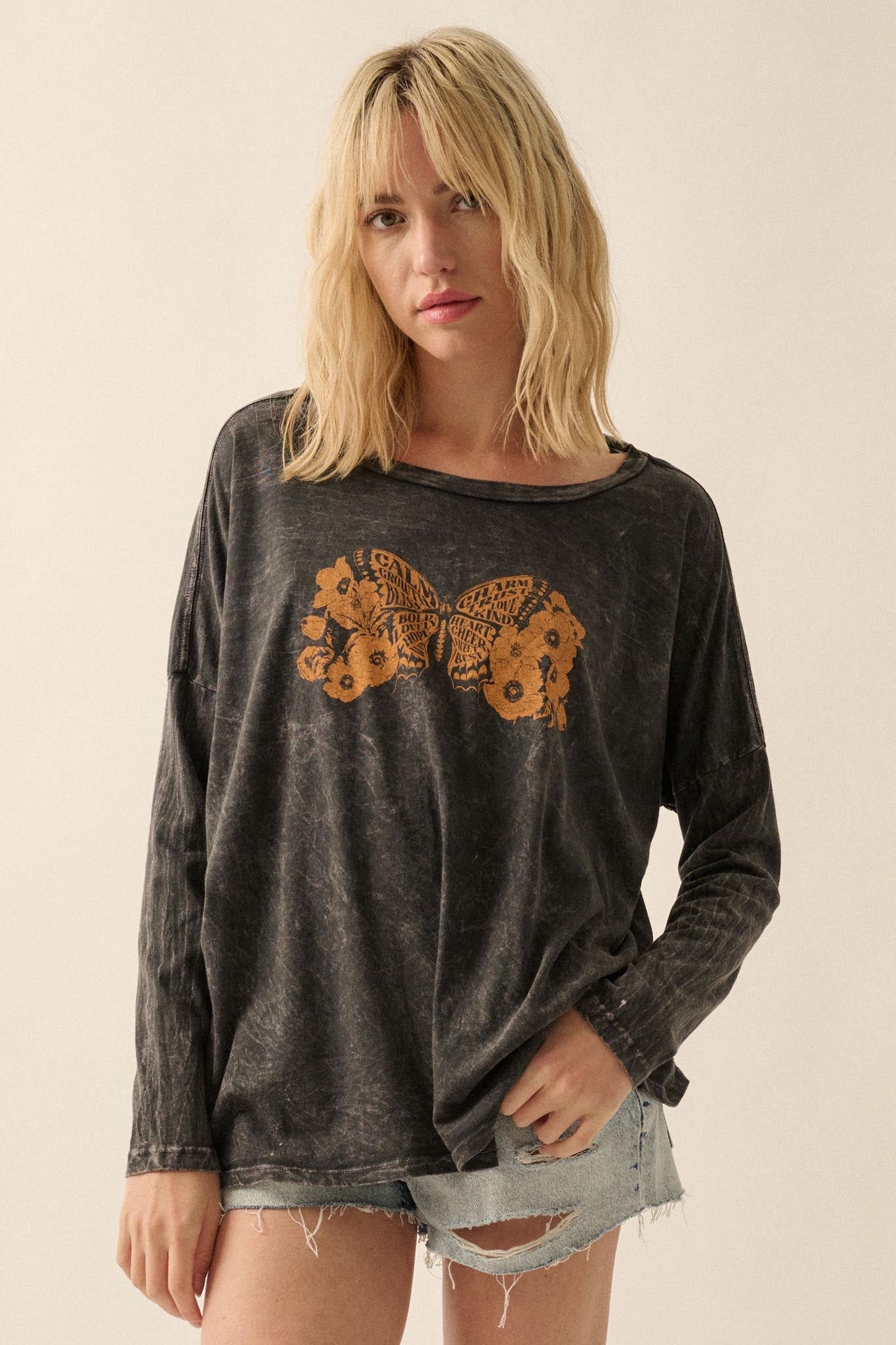 Butterfly Blessings Long-Sleeve Floral Graphic Tee