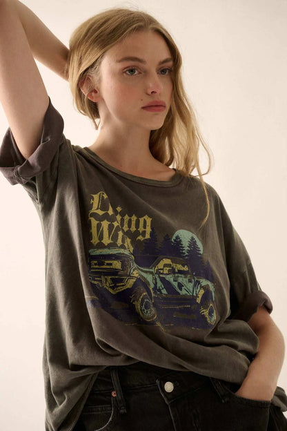 Living Wild Vintage-Wash Pickup Truck Graphic Tee
