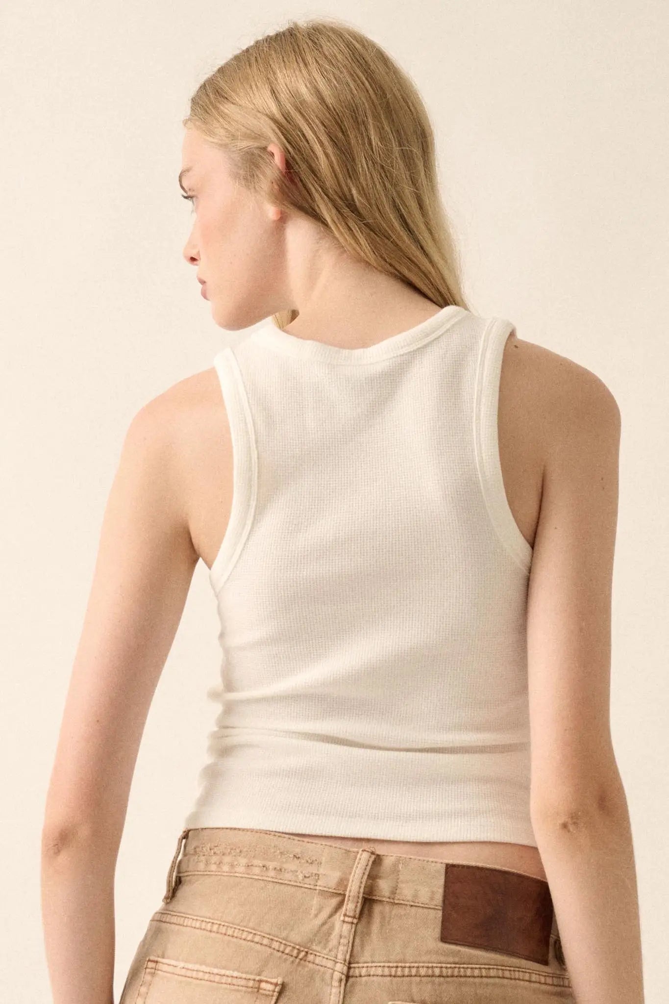 Sweet Nectarine Crew-Neck Thermal Graphic Tank Top
