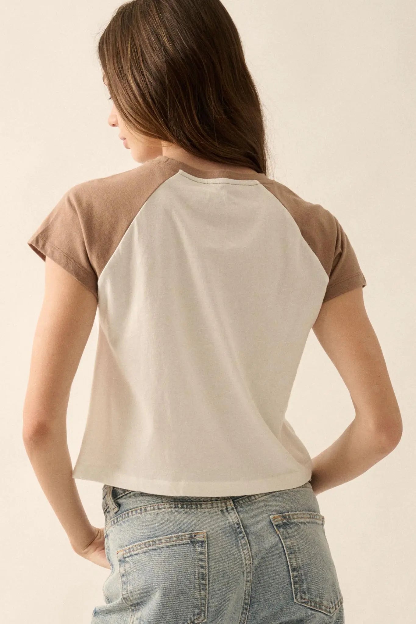 Strawberry Fields Cropped Raglan Graphic Baby Tee