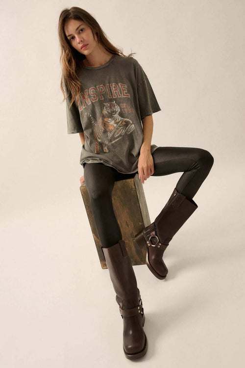 Inspired Tiger Oversize Vintage-Wash Graphic Tee